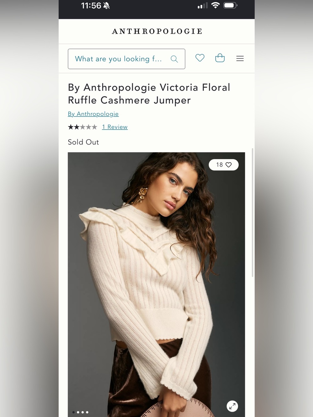 Anthropologie Victoria Floral Ruffle Cashmere Sweater